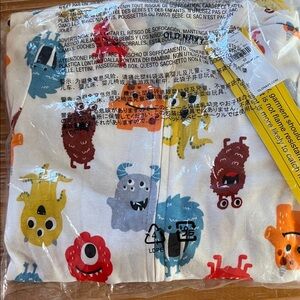 Colorful Monster Print Kids Footed pajamas